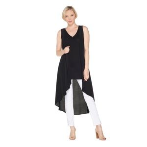 NEW Lisa Rinna Collection Hi-Low Tank Top,Black XS